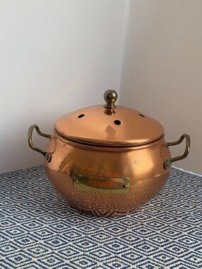 Copper and Brass Potpourri Pot 5" x 5" x 5" Good preowned condition